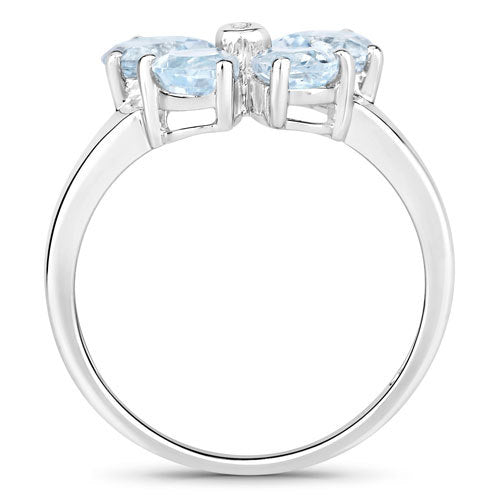 1.67 Carat Genuine Blue Topaz and Created White Sapphire .925 Sterling Silver Ring