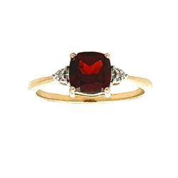 Natural 1.26ct Garnet Diamond Ring 10KT Yellow Gold