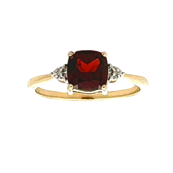 Natural 1.26ct Garnet Diamond Ring 10KT Yellow Gold