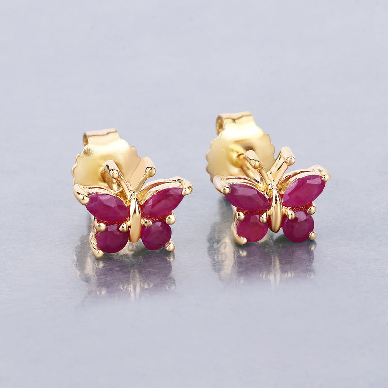 0.63 Carat Genuine Ruby .925 Sterling Silver Earrings