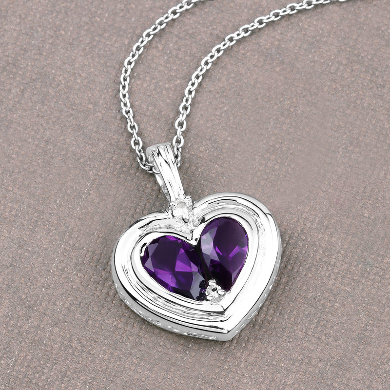 2.36 Carat Genuine Amethyst and White Topaz .925 Sterling Silver Pendant