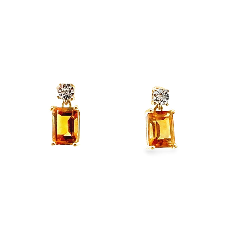 1.83ct Citrine Diamond Earrings 10KT Yellow Gold