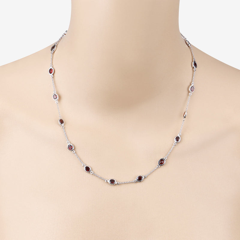 8.10 Carat Genuine Garnet .925 Sterling Silver Necklace