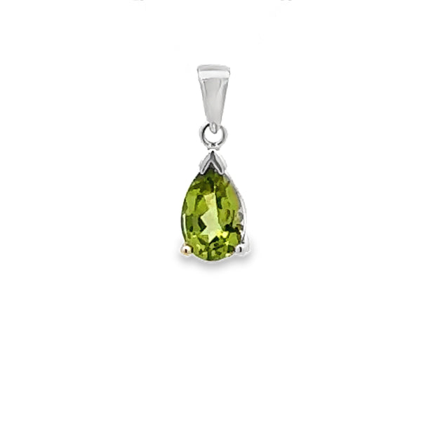 Natural .83ct Peridot Fashion Pendants 10KT White Gold