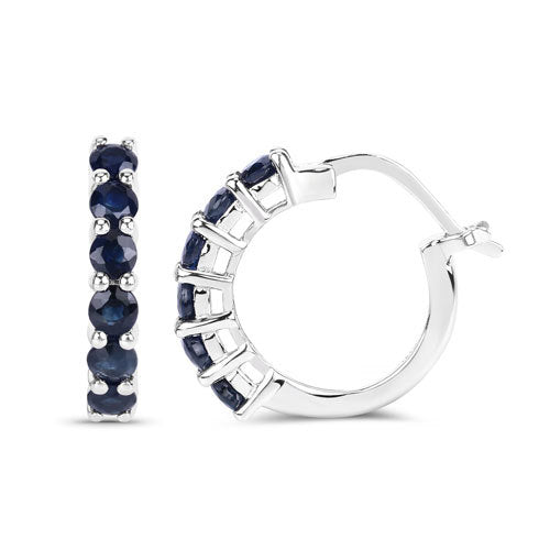 1.32 Carat Genuine Blue Sapphire .925 Sterling Silver Earrings