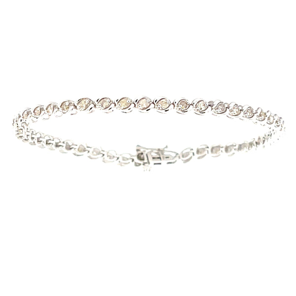 Genuine 1.00ct Diamond Tennis Bracelet 10KT White Gold