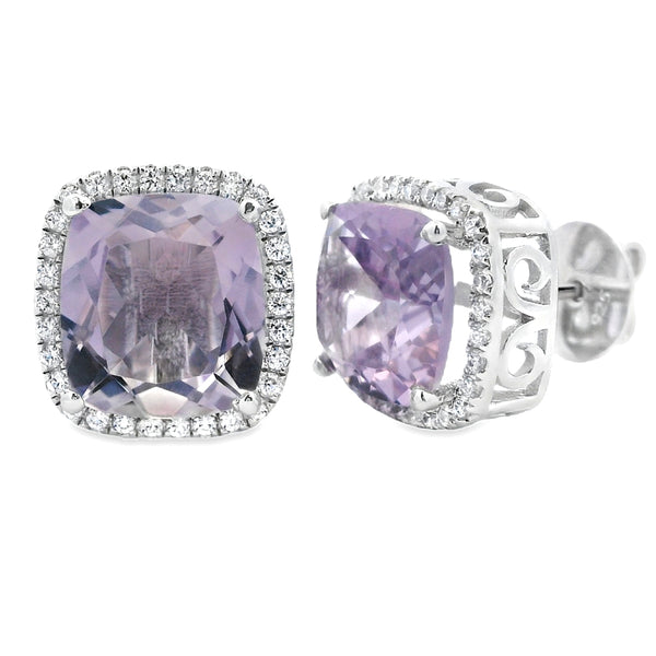 Amethyst Cubic Zirconium Earrings Sterling Silver