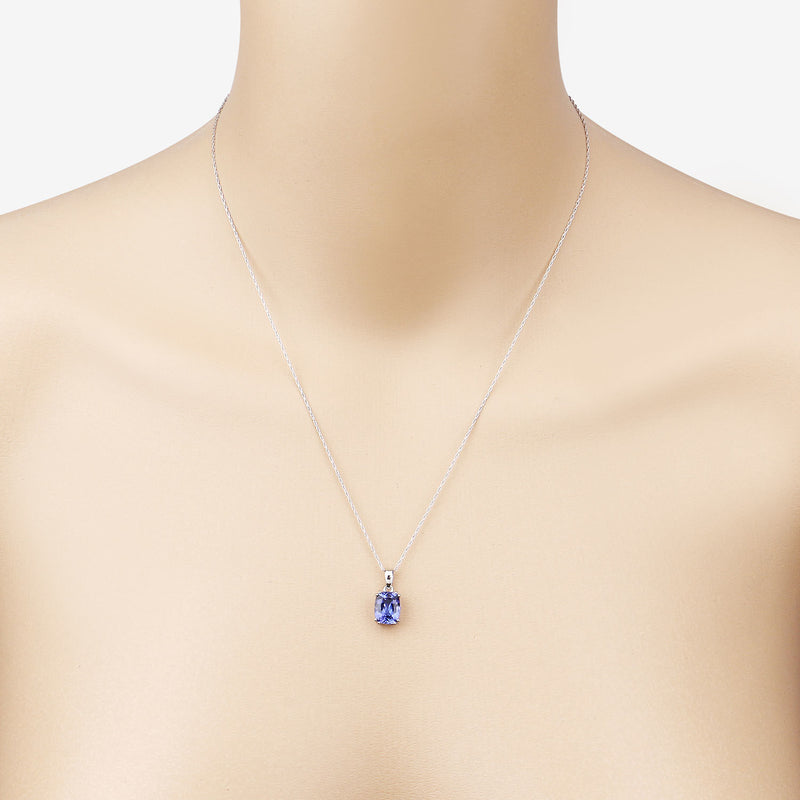 2.10 Carat Genuine Tanzanite 14K White Gold Pendant