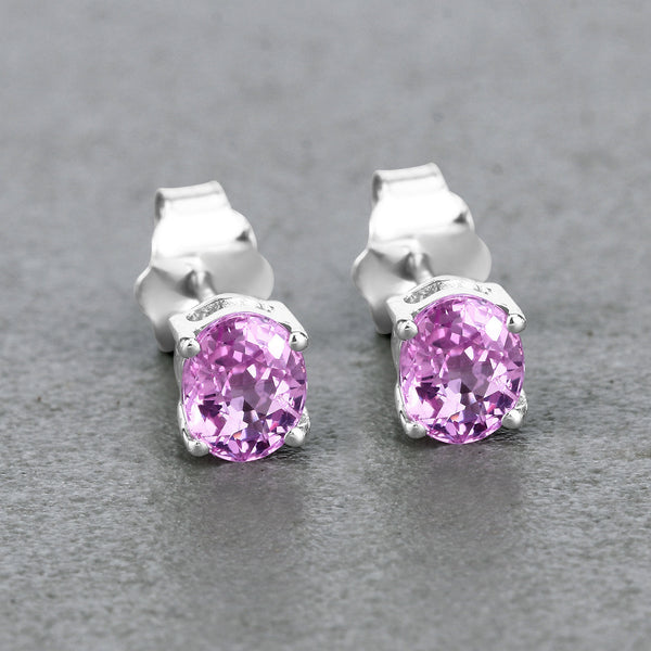 0.96 Carat Genuine Pink Sapphire 14K White Gold Earrings