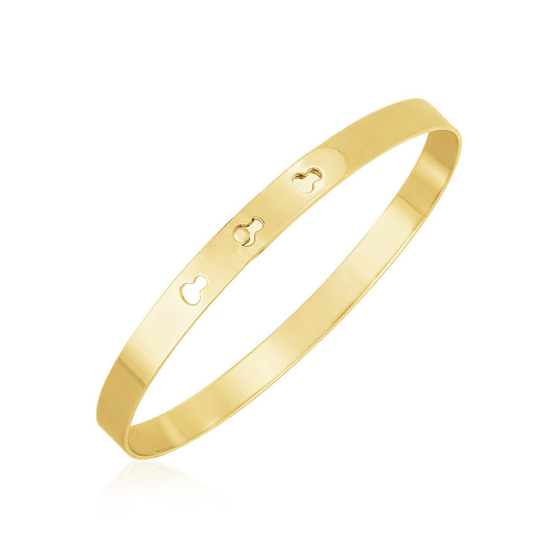 14k Yellow Gold High Polish Keyhole Clasp Bangle (6mm)