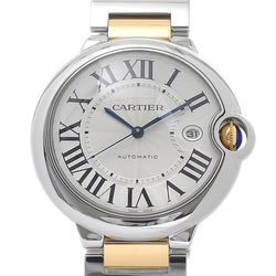 Cartier Baron Blue LM Combination Silver Dial K18YG Stainless Steel Automatic W69009Z3 Mens Watch