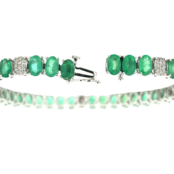 16.21ct Emerald Diamond Tennis Bracelet 14KT White Gold