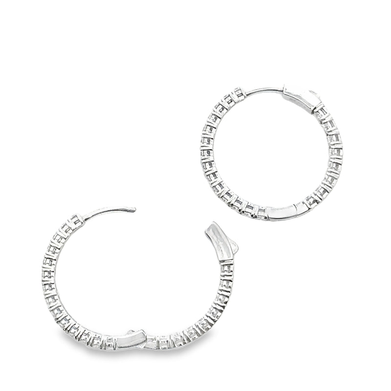 Natural 2.72ct Moissanite Hoop Earrings Sterling Silver