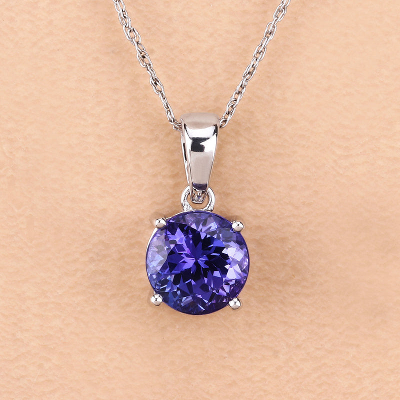 2.17 Carat Genuine Tanzanite 14K White Gold Pendant