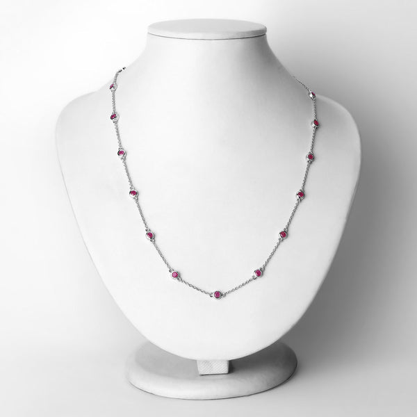 2.34 Carat Genuine Ruby .925 Sterling Silver Necklace