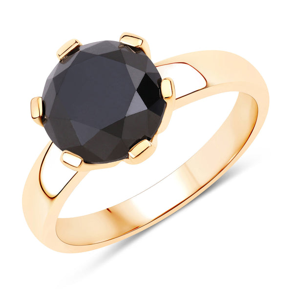 3.99 Carat Genuine Black Diamond 14K Yellow Gold Ring