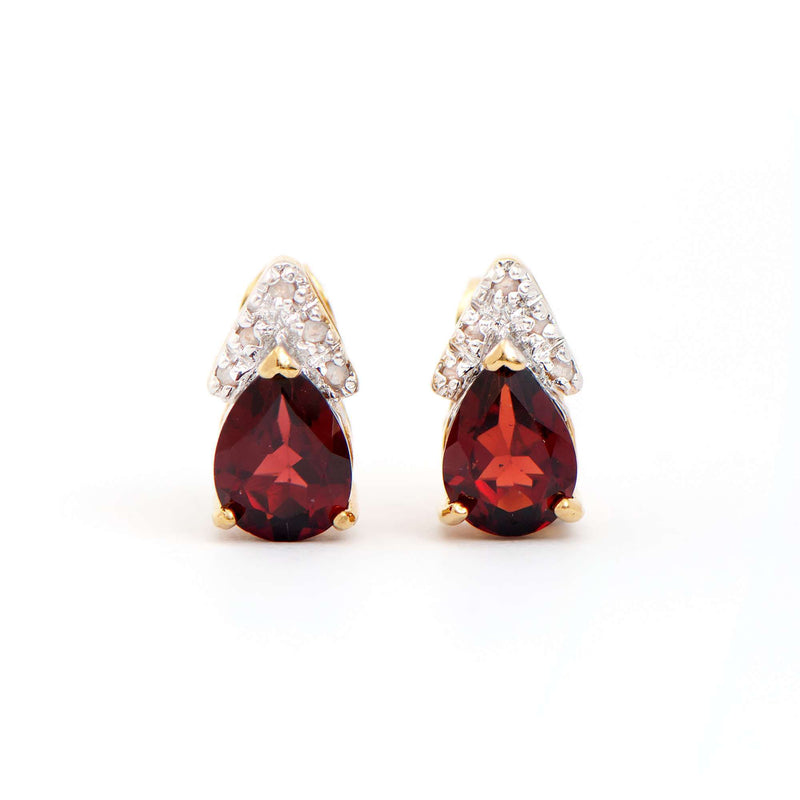 2.12 ctw Garnet & Diamonds 18K Gold Plated Designer Earrings