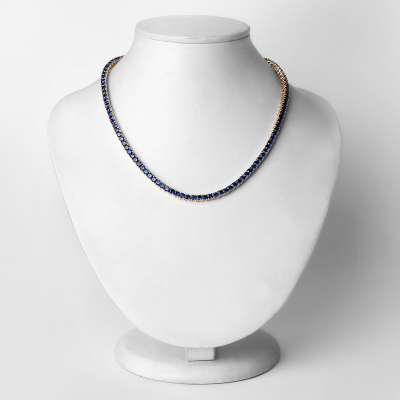 11.65 Carat Created Blue Sapphire .925 Sterling Silver Necklace