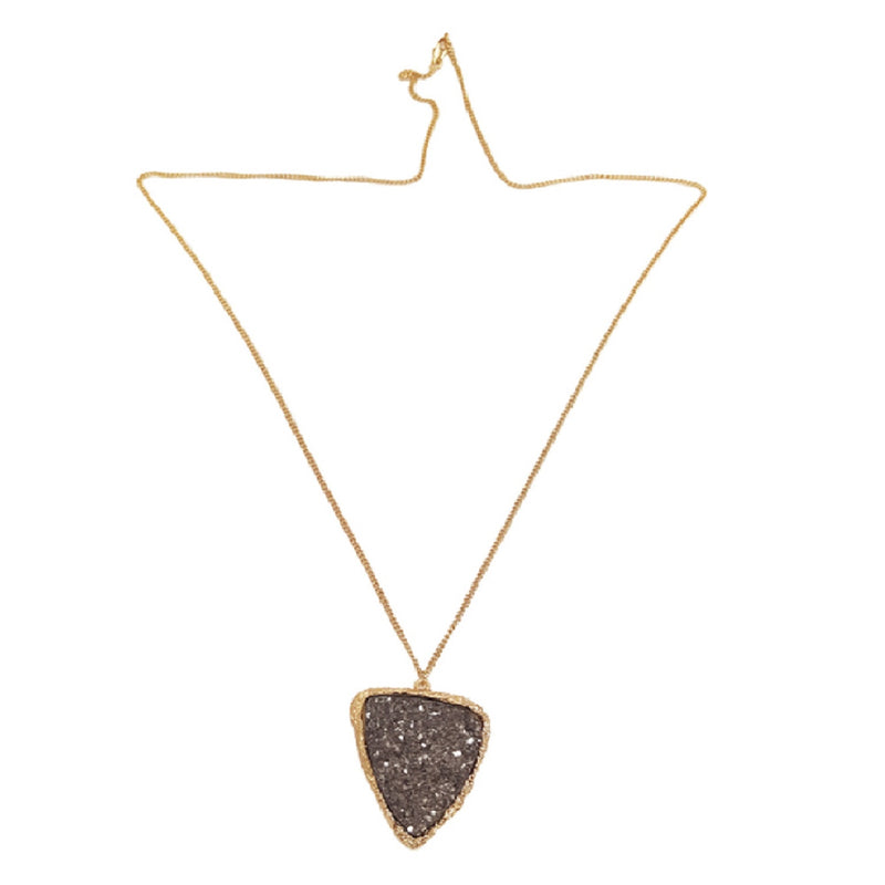 Goldtone with Drusy Trillion Shape Pendant