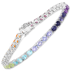 12.04 Carat Genuine Multi Stone .925 Sterling Silver Bracelet