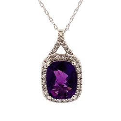 Amethyst Diamond Fashion Pendants 14KT White Gold