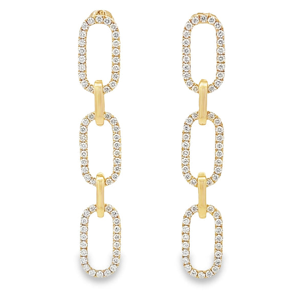 Natural .99ct Diamond Dangle Earrings 14KT Yellow Gold