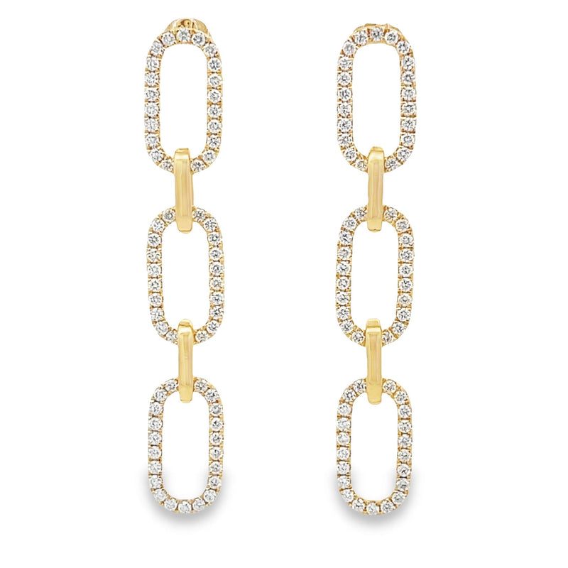 Natural .99ct Diamond Dangle Earrings 14KT Yellow Gold