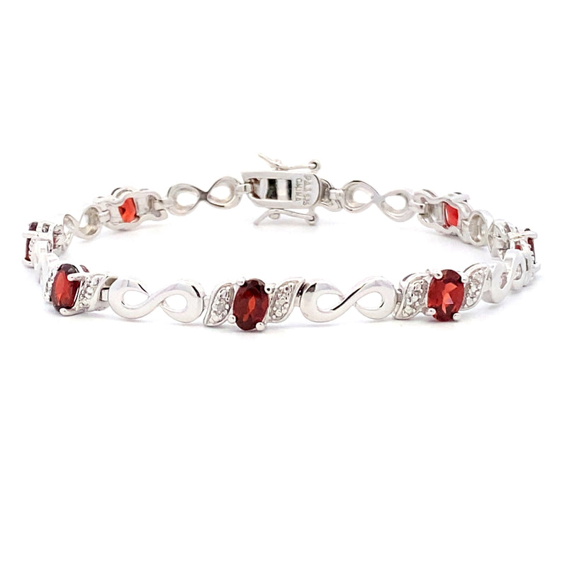 4.40ct Garnet Diamond Tennis Bracelet Sterling Silver