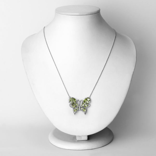 3.69 Carat Genuine Peridot .925 Sterling Silver Necklace