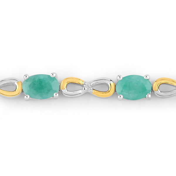 1.81 Carat Genuine Emerald and White Topaz .925 Sterling Silver Bracelet