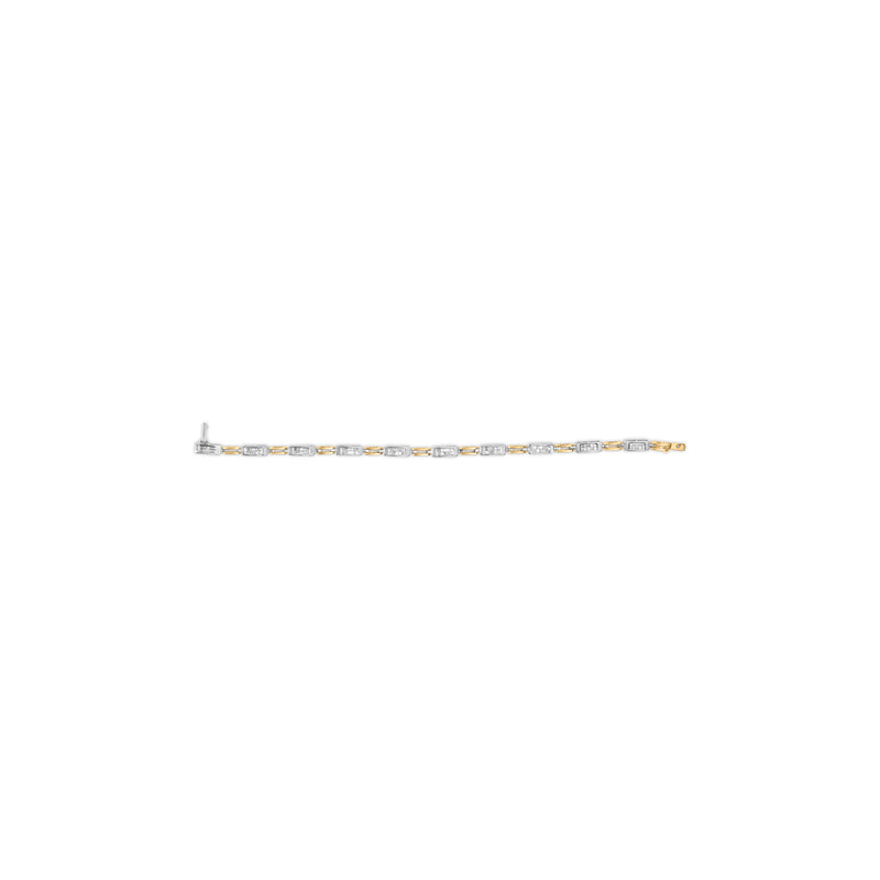 10K Two-Toned Gold 1.00 Cttw Invisible Set Princess Diamond Channel Link 7" Tennis Bracelet (H-I Color, SI1-SI2 Clarity)