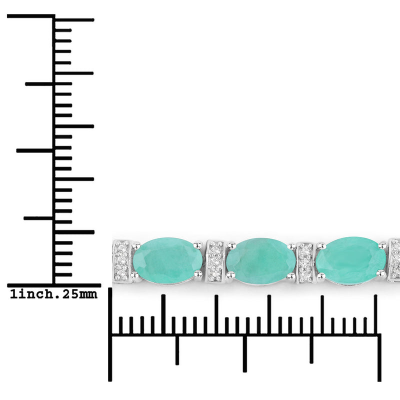 4.98 Carat Genuine Emerald and White Topaz .925 Sterling Silver Bracelet