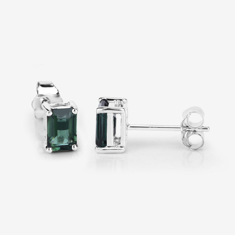 1.30 Carat Genuine Green Tourmaline 14K White Gold Earrings