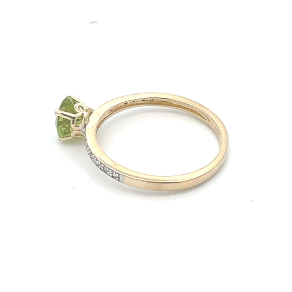 Genuine .91ct Peridot Diamond Ring 10KT Yellow Gold