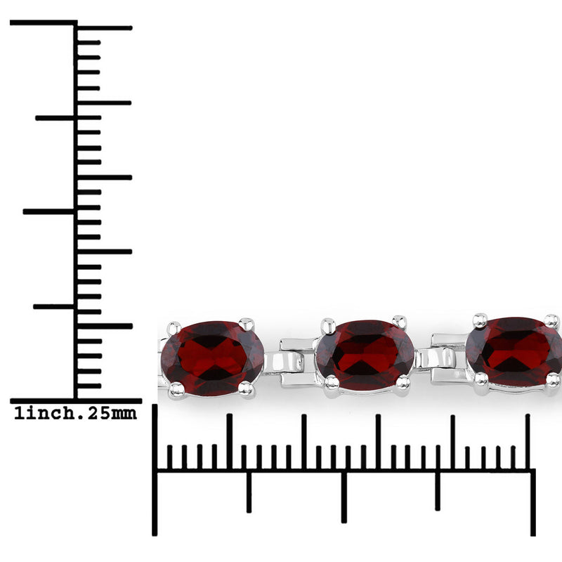 6.80 Carat Genuine Garnet .925 Sterling Silver Bracelet