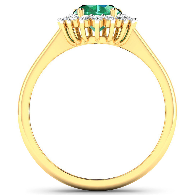 1.87 Carat Genuine Zambian Emerald and White Diamond 14K Yellow Gold Ring