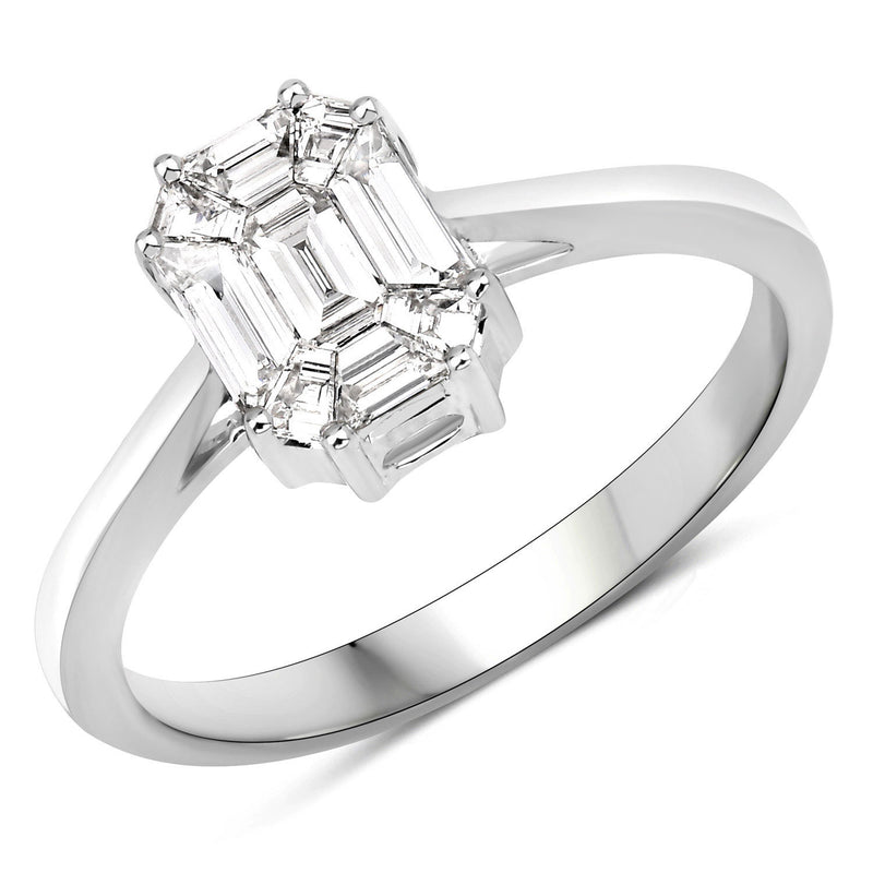 0.48 Carat Genuine White Diamond 18K White Gold Ring