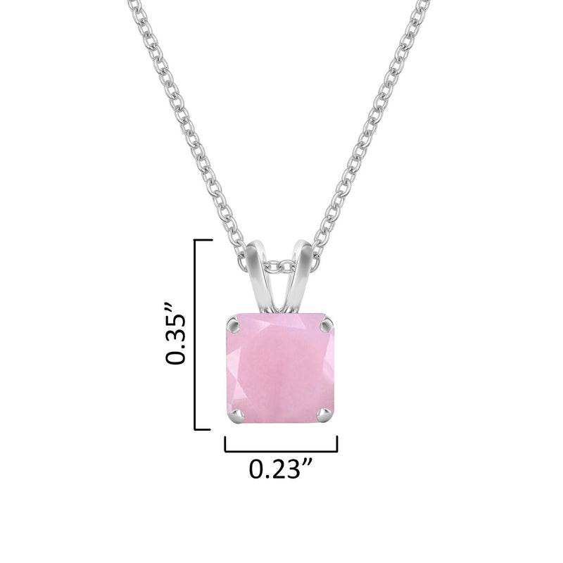 V3 Jewelry 925 Sterling Silver with Natural Pink Opal Solitaire Pendant with 18"