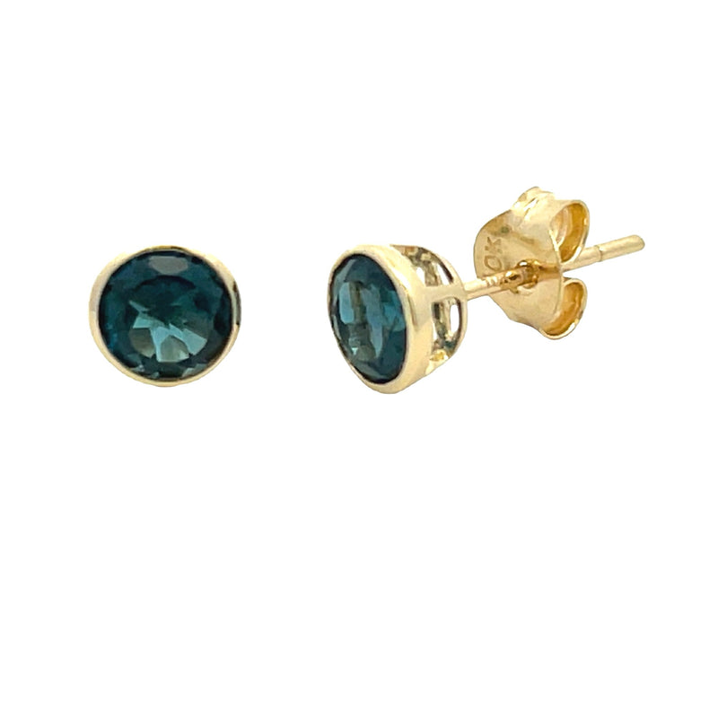 1.15ct London Blue Topaz Stud Earrings 10KT Yellow Gold