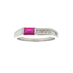 Genuine .06ct Created Ruby Diamond Ring 10KT White Gold