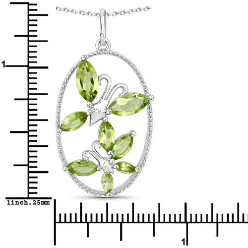 2.10 Carat Genuine Peridot .925 Sterling Silver Pendant