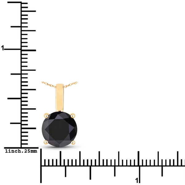 3.47 Carat Genuine Black Diamond 14K Yellow Gold Pendant