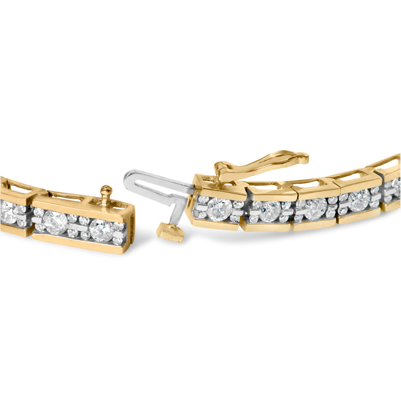 14K Yellow Gold 4.00 Cttw Channel Set Diamond Tennis Bracelet (J-K Color, I1-I2 Clarity) - 7.5" Inches