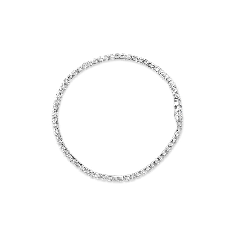 14K White Gold Lab Grown 4.00 Cttw Round Brilliant Cut Diamond Prong Set Classic Tennis Bracelet - 7" (F-G Color, VS2-SI1 Clarity)