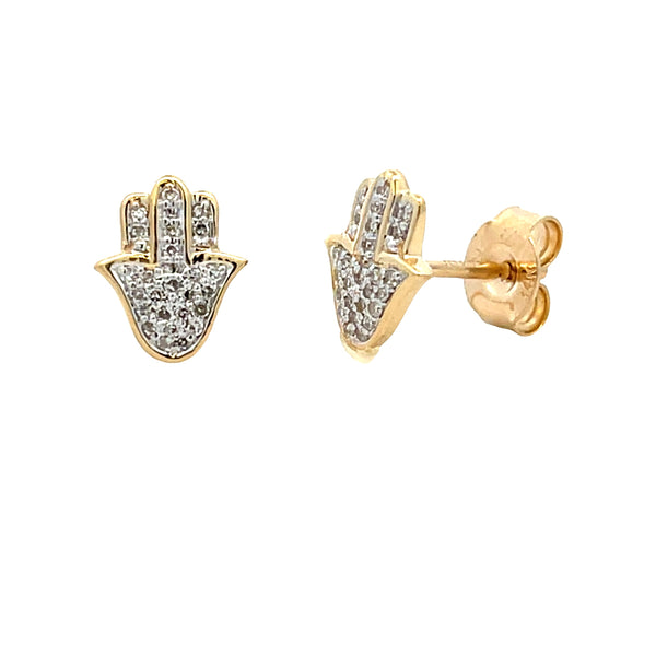 Natural .11ct Diamond Earrings 14KT Yellow Gold