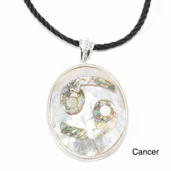 Cancer Zodiac Pendant Necklace with River Shell, Abalone, and Sterling Silver