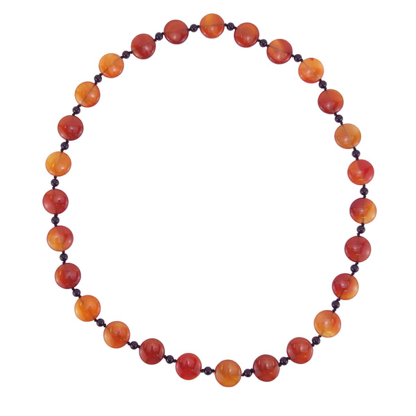 V3 Jewelry Natural Carnelian and Onyx Beaded Endless Necklace -28"