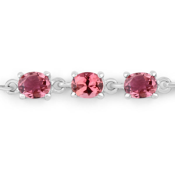 1.86 Carat Genuine Pink Tourmaline .925 Sterling Silver Bracelet