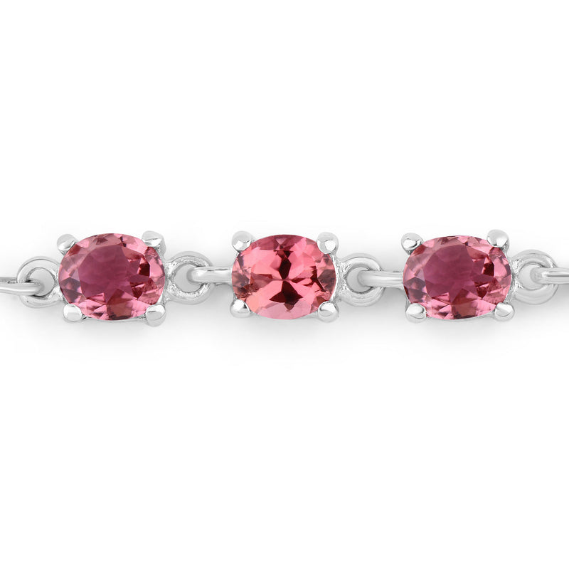 1.86 Carat Genuine Pink Tourmaline .925 Sterling Silver Bracelet