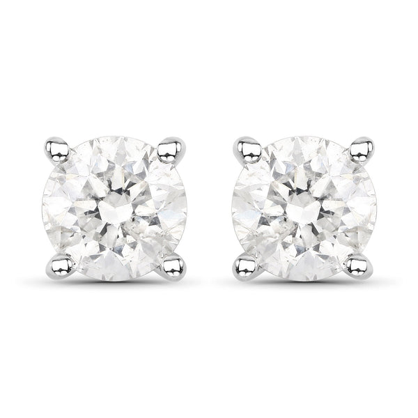 0.80 Carat Genuine White Diamond 14K White Gold Earrings